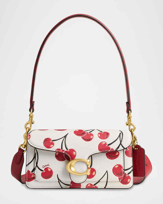 Tabby 20 Cherry-Print Leather Shoulder Bag